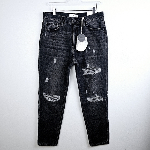 KanCan Estilo Washed Out Black Mom Jeans NWT - Picture 1 of 14